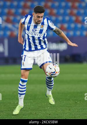 Martin Merquelanz de Real Sociedad pendant la Liga Santander Mach entre Levante UD et Real Sociedad à Estadio Ciutat de Valencia, le 19 décembre 2020 à Valence, Espagne (photo de Maria Jose Segovia/NurPhoto) Banque D'Images