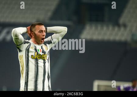 Federico Bernardeschi de Juventus FC déception pendant la série Un match entre Juventus et ACF Fiorentina au stade Allianz sur 22 décembre 2020 à Turin, Italie. Les stades sportifs autour de l'Italie restent soumis à des restrictions strictes en raison de la pandémie du coronavirus, car les lois de distanciation sociale du gouvernement interdisent aux fans à l'intérieur des lieux, ce qui entraîne des jeux à huis clos (photo d'Alberto Gandolfo/NurPhoto) Banque D'Images