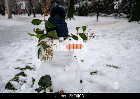 Une vue générale des jardins publics Indro Montanelli couverts de neige lors d'une chute de neige importante sur 28 décembre 2020 à Milan, Italie (photo d'Alessandro Bremec/NurPhoto) Banque D'Images