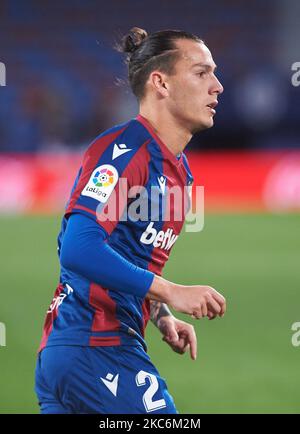 Francisco Javier Hidalgo Gomez, fils de Levante UD pendant la Liga Santander Mach entre Levante et Real Betis à l'Estadio Ciutat de Valencia le 29 décembre 2020 à Valence, Espagne (photo de Maria Jose Segovia/NurPhoto) Banque D'Images