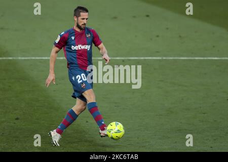 Jorge Miramon, avant de Levante, lors du match espagnol de la Liga entre Villarreal cf et Levante UD au stade de la Ceramica, au Jaunary 2, 2021. (Photo de Jose Miguel Fernandez/NurPhoto) Banque D'Images