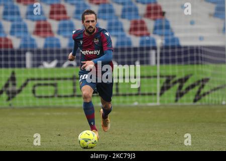 Jorge Miramon, avant de Levante, lors du match espagnol de la Liga entre Levante ud et SD Eibar au stade Ciutat de Valencia, au 10 Jaunary 2021. (Photo de Jose Miguel Fernandez/NurPhoto) Banque D'Images