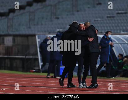 Petit de Belenenenses SAD et Pepa du FC Pacos Ferreira pendant le match de la Ligue nos entre Belenenenenses SAD et le FC Pacos de Ferreira à l'Estadio Nacional sur 10 janvier 2021 à Oeiras, Portugal. (Photo de Paulo Nascimento/NurPhoto) Banque D'Images