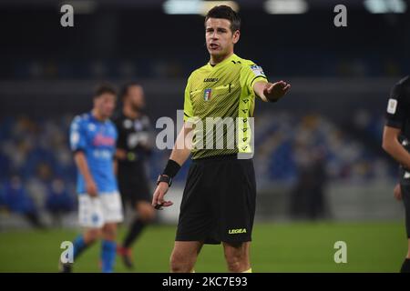 Arbitre Antonio Giua lors du match de Coppa Italia entre la SSC Napoli et le FC Empoli au Stadio Diego Armando Maradona Naples Italie le 13 janvier 2021. (Photo de Franco Romano/NurPhoto) Banque D'Images