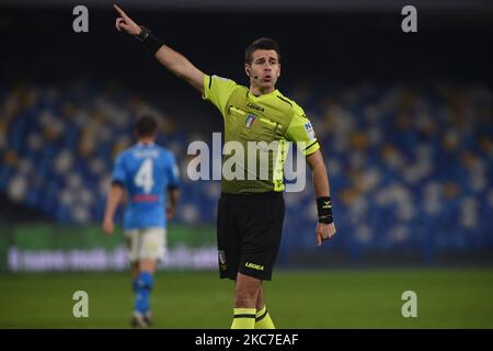 Arbitre Antonio Giua lors du match de Coppa Italia entre la SSC Napoli et le FC Empoli au Stadio Diego Armando Maradona Naples Italie le 13 janvier 2021. (Photo de Franco Romano/NurPhoto) Banque D'Images