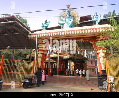 Temple Pazhanchira Devi à Thiruvananthapuram (Trivandrum), Kerala, Inde. Le temple de Sree Pazhanchira Devi est l'un des temples les plus anciens. Le temple a près de 700 ans et est un excellent exemple de Kerala Vasthu Vidya et de son architecture. Cette structure patrimoniale est placée sous la liste des monuments d'importance nationale. (Photo de Creative Touch Imaging Ltd./NurPhoto) Banque D'Images