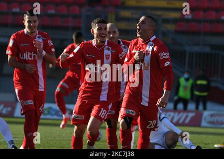 Antonino Barilla ? (AC Monza) marque le premier but de son équipe lors de la ronde 18h de Serie BKT au stade U-Power de Monza, Monza e Brianza, Italie, sur 16 janvier 2021. (Photo par Andrea Diodato/NurPhoto) Banque D'Images