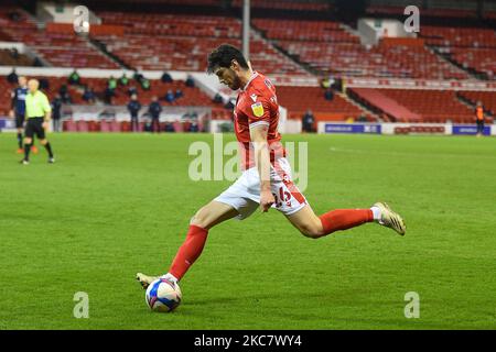 Scott McKenna (26) de la forêt de Nottingham en action pendant le match de championnat Sky Bet entre Nottingham Forest et Middlesbrough au City Ground, Nottingham, le mercredi 20th janvier 2021. (Photo de Jon Hobley/MI News/NurPhoto) Banque D'Images