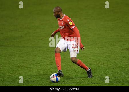 Samba Sow (21) de la forêt de Nottingham en action pendant le match de championnat Sky Bet entre Nottingham Forest et Middlesbrough au City Ground, Nottingham, le mercredi 20th janvier 2021. (Photo de Jon Hobley/MI News/NurPhoto) Banque D'Images