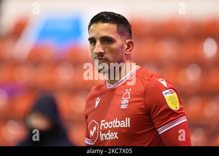 Anthony Knockaert (28) de la forêt de Nottingham lors du match de championnat Sky Bet entre Nottingham Forest et Middlesbrough au City Ground, Nottingham, le mercredi 20th janvier 2021. (Photo de Jon Hobley/MI News/NurPhoto) Banque D'Images