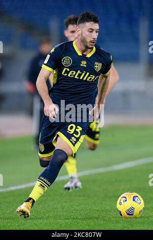 Mattia Sprocati de Parme Calcio 1913 lors du match de Coppa Italia entre SS Lazio et Parme Calcio 1913 au Stadio Olimpico, Rome, Italie, le 21 janvier 2021. (Photo de Giuseppe Maffia/NurPhoto) Banque D'Images