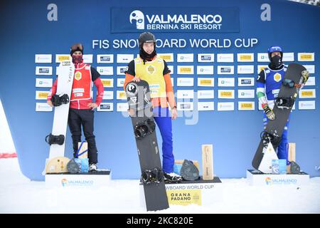 Glenn de Blois remporte la finale de la première coupe du monde de snowboard à Chiesa à Valmalenco, Sondrio, Italie, 22 janvier 2021 (photo d'Andrea Diodato/NurPhoto) Banque D'Images