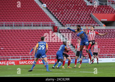 Charlie Wyke de Sunderland dirige leur premier but lors du match Sky Bet League 1 entre Sunderland et Shrewsbury Town au stade de Light, Sunderland, le samedi 23rd janvier 2021. (Photo de Mark Fletcher/MI News/NurPhoto) Banque D'Images