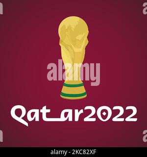 Coupe du monde de la FIFA 2022 au Qatar Vector. Arrière-plan en couleur Qatar. Illustration de Vecteur
