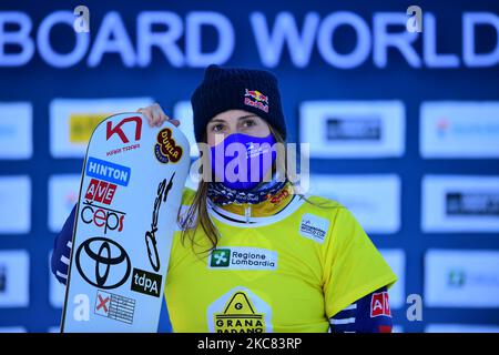 SAMKOVA Eva remporte la finale de la deuxième tour de la coupe du monde de snowboard (SBX) à Chiesa à Valmalenco, Sondrio, Italie, 24 janvier 2021 (photo d'Andrea Diodato/NurPhoto) Banque D'Images