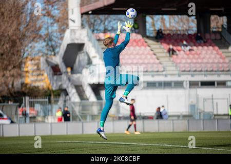 Andreas Jungdal de l'AC Milan lors de l'échauffement sportif du match Primavera 1 TIM entre l'AC Milan U19 et le SPAL U19 au Centro Sportivo Vismara sur 30 janvier 2021 à Milan, Italie (photo d'Alessandro Bremec/NurPhoto) Banque D'Images