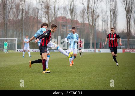 Giacomo Olzer de l'AC Milan lors du match Primavera 1 TIM entre l'AC Milan U19 et le SPAL U19 au Centro Sportivo Vismara sur 30 janvier 2021 à Milan, Italie (photo d'Alessandro Bremec/NurPhoto) Banque D'Images