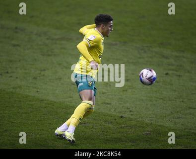 Max Aarons de Norwich City pendant le championnat Sky Bet entre Millwall et Norwich City au Den Stadium, Londres, le 2nd février 2021 (photo par action Foto Sport/NurPhoto) Banque D'Images