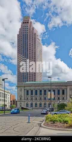 200 public Square est l'ancienne tour BP, alias Sohio Building. Banque D'Images