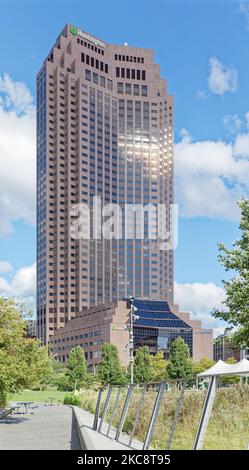 200 public Square est l'ancienne tour BP, alias Sohio Building. Banque D'Images