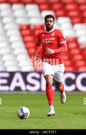 Cyrus Christie (2) de la forêt de Nottingham lors du match de championnat Sky Bet entre la forêt de Nottingham et Bournemouth au City Ground, Nottingham, le samedi 13th février 2021. (Photo de Jon Hobley/MI News/NurPhoto) Banque D'Images