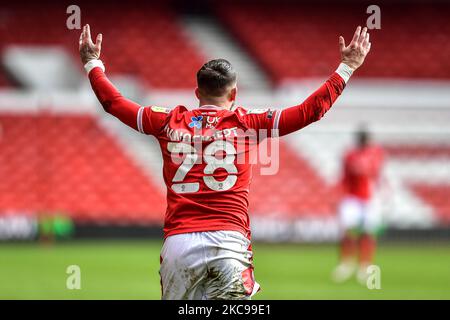 Anthony Knockaert (28) de Nottingham Forest Gestures lors du match de championnat Sky Bet entre Nottingham Forest et Bournemouth au City Ground, Nottingham, le samedi 13th février 2021. (Photo de Jon Hobley/MI News/NurPhoto) Banque D'Images