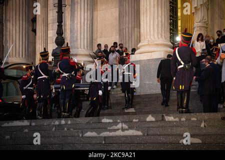 Carlos Menem a été voilé au Congrès national argentin, Cristina Kirchner a reçu le cortège funéraire à Buenos Aires, en Argentine, sur 14 février 2021. (Photo par Federico Rotter/NurPhoto) Banque D'Images