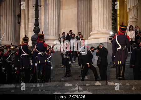 Carlos Menem a été voilé au Congrès national argentin, Cristina Kirchner a reçu le cortège funéraire à Buenos Aires, en Argentine, sur 14 février 2021. (Photo par Federico Rotter/NurPhoto) Banque D'Images