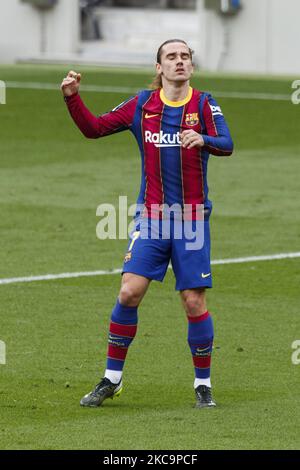 07 Antoine Griezmann du FC Barcelone pendant le match espagnol de la Liga entre le FC Barcelone et Cadix CF sur 21 février de 2021, Barcelone, Espagne. (Photo par Xavier Bonilla/NurPhoto) Banque D'Images