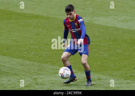 16 Pedri du FC Barcelone pendant le match espagnol de la Liga entre le FC Barcelone et Cadix CF sur 21 février de 2021, Barcelone, Espagne. (Photo par Xavier Bonilla/NurPhoto) Banque D'Images