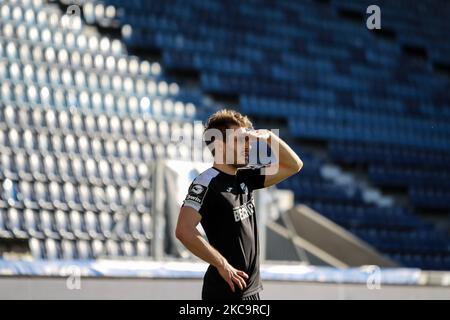 Lars Ritzka de SC Ver regarde pendant le 3. Match Liga entre 1. FC Magdebourg et SC Verl à MDCC-Arenar sur 21 février 2021 à Magdebourg, Allemagne. (Photo de Peter Niedung/NurPhoto) Banque D'Images