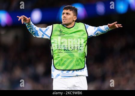 Manchester, Royaume-Uni. 2nd novembre 2022. Rodrigo Hernández Cascante « Rodri » de Manchester City se réchauffe lors du match de football de l'UEFA Champions League (Groupe G - Matchday 6 de 6) entre Manchester City et le Sevilla FC au stade Etihad de Manchester, en Angleterre. (Will Palmer/SPP) crédit: SPP Sport presse photo. /Alamy Live News Banque D'Images