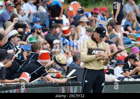 Matthew Wade, en Australie, chauve-souris lors du deuxième match international de cricket de Twenty20 entre la Nouvelle-Zélande et l’Australie à l’Université Oval de Dunedin, en Nouvelle-Zélande, sur 25 février 2021. (Photo de Sanka Vidanagama/NurPhoto) Banque D'Images