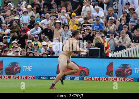 Un striker court sur le terrain pendant le deuxième match international de cricket de Twenty20 entre la Nouvelle-Zélande et l'Australie à l'Université Oval de Dunedin, en Nouvelle-Zélande sur 25 février 2021. (Photo de Sanka Vidanagama/NurPhoto) Banque D'Images