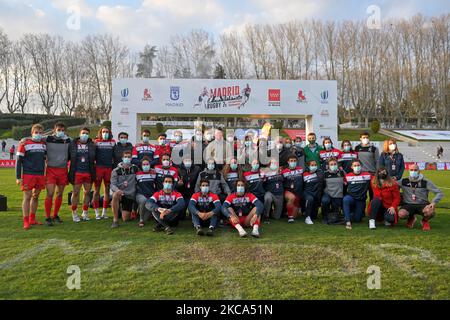 Espagne joueurs après les finales de rugby de Madrid 7s à l'Estadio Nacional Complutense à Madrid, Espagne. (Photo de Gerard Franco/DAX Images/NurPhoto) Banque D'Images