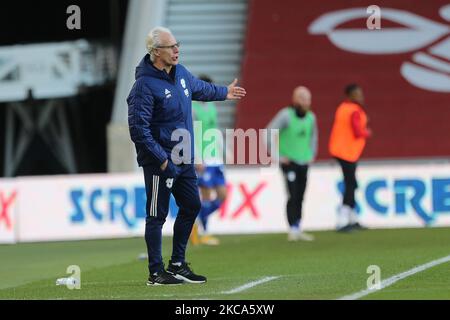 Mick McCarthy, directeur de la ville de Cardiff, lors du match de championnat Sky Bet entre Middlesbrough et Cardiff City au stade Riverside, à Middlesbrough, le samedi 27th février 2021. (Photo de Mark Fletcher/MI News/NurPhoto) Banque D'Images