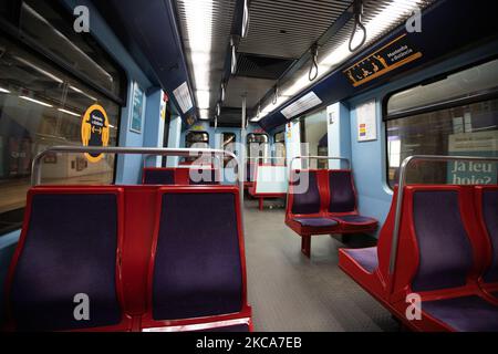 Vue générale du métro de Lisbonne, sur 3 mars 2021. Le Portugal continue d'être dans l'état d'urgence par l'intermédiaire de 16 mars 2021, permettant au gouvernement de garder tout le confinement (photo de Nuno Cruz/NurPhoto) Banque D'Images