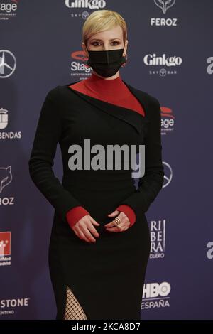 Natalia de Molina assiste aux Prix Feroz 2021 tapis rouge au VP Hotel Plaza de España à Madrid, Espagne (photo de Carlos Dafonte/NurPhoto) Banque D'Images