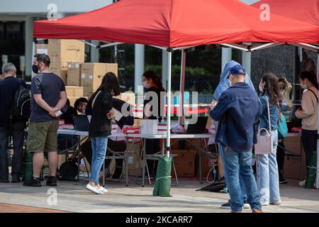 De nouveaux groupes de gym, de banques et de restaurants et de restaurants déclenchent des tests gouvernementaux obligatoires, car les craintes d'une vague de 5th redescendent à Hong Kong, sur 13 mars 2021. (Photo de Simon Jankowski/NurPhoto) Banque D'Images