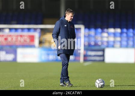 Tony Sweeney l'entraîneur adjoint de Hartlepool lors du match de la Vanarama National League entre Hartlepool United et Eastleigh à Victoria Park, Hartlepool, le samedi 13th mars 2021. (Photo de Mark Fletcher/MI News/NurPhoto) Banque D'Images