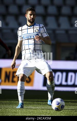 Inter milieu de terrain Roberto Gagliardini (5) en action pendant la série Un match de football n.27 TURIN - INTER sur 14 mars 2021 au Stadio Olimpico Grande Turin à Turin, Piémont, Italie. Résultat final: Torino-Inter 1-2. (Photo de Matteo Bottanelli/NurPhoto) Banque D'Images