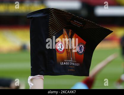 Corner Flag lors de la finale de la coupe de la Ligue continentale des pneus de FA Women's entre Bristol City et Chelsea au stade Vicarage Road, Watford, Royaume-Uni, le 14th mars 2021 (photo par action Foto Sport/NurPhoto) Banque D'Images