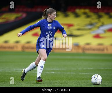 Chelsea Ladies Maren Mjelde lors de la finale de la coupe continentale féminine de pneus entre Bristol City et Chelsea au stade Vicarage Road, Watford, Royaume-Uni, le 14th mars 2021 (photo par action Foto Sport/NurPhoto) Banque D'Images