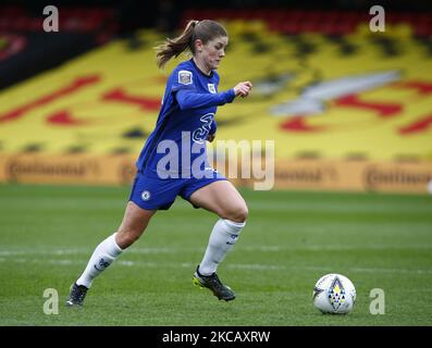 Chelsea Ladies Maren Mjelde lors de la finale de la coupe continentale féminine de pneus entre Bristol City et Chelsea au stade Vicarage Road, Watford, Royaume-Uni, le 14th mars 2021 (photo par action Foto Sport/NurPhoto) Banque D'Images