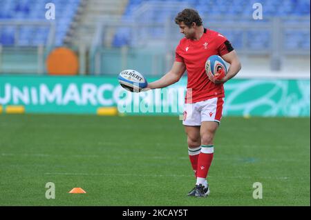 Leigh Halfpenny du pays de Galles s'entraîne gratuitement avant le match de rugby Guinness des six Nations 2021 entre l'Italie et le pays de Galles au stade Olimpic (Stadio Olimpico) à Rome, en Italie, sur 13 mars 2021. Le match se joue derrière des portes fermées à cause de Covid19 pandemy. (Photo par Lorenzo Di Cola/NurPhoto) Banque D'Images