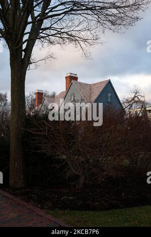 Vue sur une maison de sorcière avec des plantes sèches à Salem, Massachusetts, Etats-Unis Banque D'Images