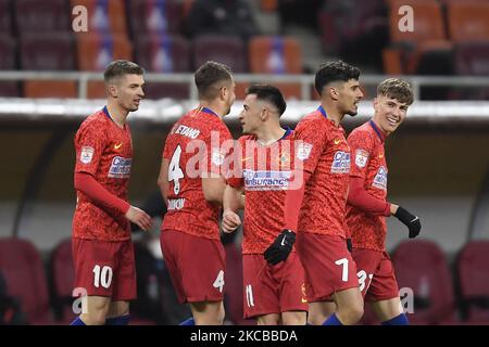 Pendant le match entre FCSB et CFR Cluj, Round 28 de la Ligue 1 Roumanie, à Bucarest, vendredi 19 mars 2021. (Photo par Alex Nicodim/NurPhoto) Banque D'Images