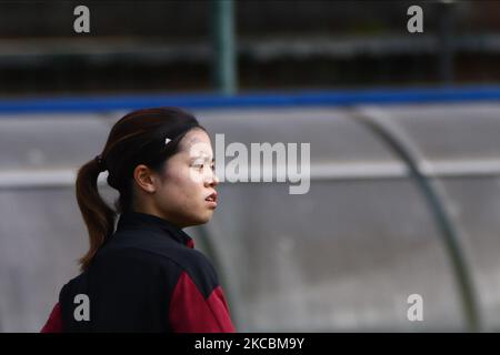 Yui Hasegawa de l'AC Milan en action pendant la série des femmes Un match entre le FC Internazionale et l'AC Milan au centre de développement de la jeunesse de Suning à la mémoire de Giacinto Facchetti sur 28 mars 2021 à Milan, Italie. (Photo par Mairo Cinquetti/NurPhoto) Banque D'Images