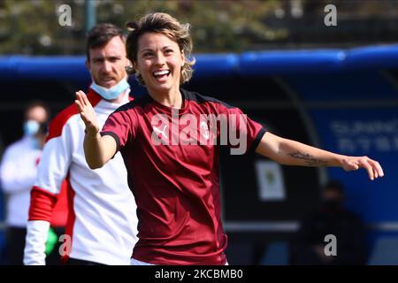 Valentina Giacinti de l'AC Milan en action pendant la série des femmes Un match entre le FC Internazionale et l'AC Milan au centre de développement de la jeunesse de Suning à la mémoire de Giacinto Facchetti sur 28 mars 2021 à Milan, Italie. (Photo par Mairo Cinquetti/NurPhoto) Banque D'Images