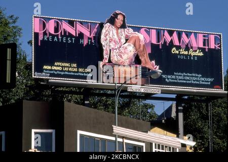 Donna Summer, panneau d'affichage de Greatest Hits sur le Sunset Strip Banque D'Images